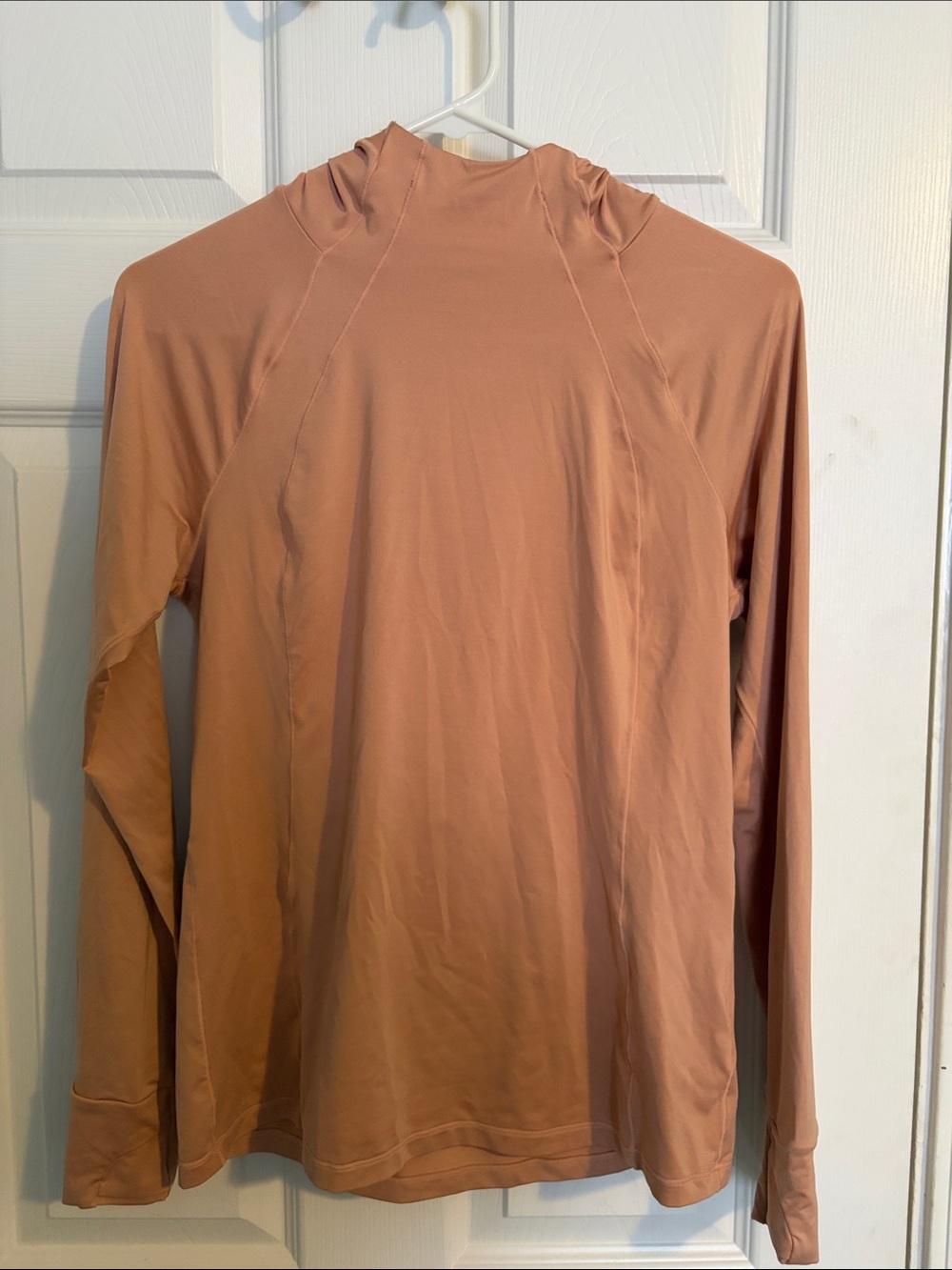 Fabletics Women’s Long-Sleeve Athletic Shirt with zip pocket - Dusty Rose